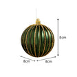 Set of 2 Green Glitter Striped Reeded Hanging Baubles - 8cm