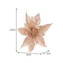 Set Of 3 Pink Glitter Poinsettia Picks - 24cm