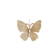 Set of 3 Champagne Gold Glitter Jewelled Butterfly Christmas Decorations - 10cm