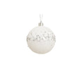 Set of 3 White Glitter Silver Jewel Baubles - 9cm