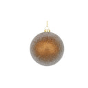 Set of 3 Large Bronze Gold Glitter Baubles