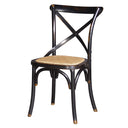 Large Distressed Black Cross Back Wooden Dining Chair