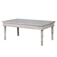 Large White Distressed Glass Table Top Square Coffee Table
