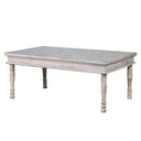 Large White Distressed Glass Table Top Square Coffee Table