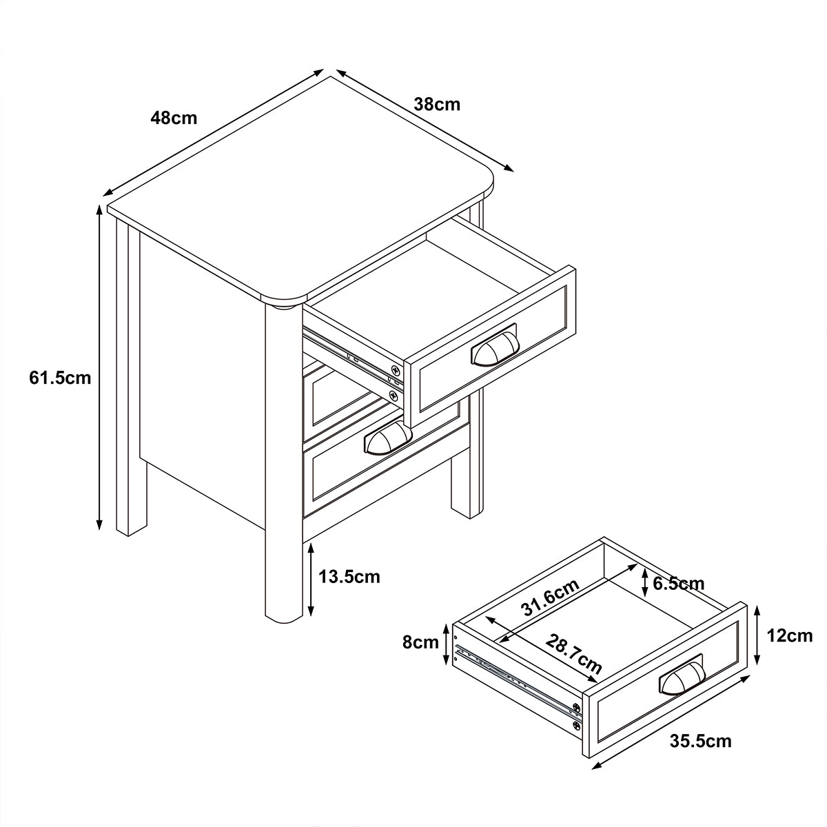 3 Drawer Bedside Table - Lawrence Mocha Range – Melody Maison