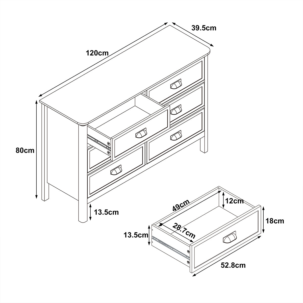 Large 6 Drawer Chest of Drawers - Lawrence Mocha Range – Melody Maison