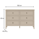 Large 6 Drawer Chest of Drawers and Pair of One Drawer Bedside Tables - Rowley Pale Cream Range