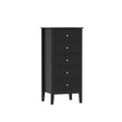 Tall 5 Drawer Bedside Table - Hales Black Range