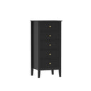 Tall 5 Drawer Bedside Table - Hales Black Range