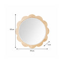 Large Light Wood Scalloped Edge Bevelled Wall Mirror - 97cm