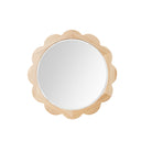 Large Light Wood Scalloped Edge Bevelled Wall Mirror - 97cm