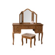 Wooden Dressing Table Desk with Triple Mirror and Stool - Pays Du Bois Range