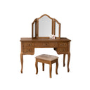 Wooden Dressing Table Desk with Triple Mirror and Stool - Pays Du Bois Range