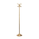 Tall Shiny Antique Gold Metal Coat Rack with 8 Storage Hooks