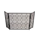Black Geometric Detailed Metal Fire Screen - 106cm x 62.5cm