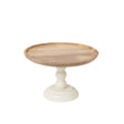 Round Beige & Mango Wood Bobble Detail Cake Display Stand
