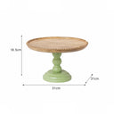 Round Sage Green & Mango Wood Bobble Detail Cake Display Stand