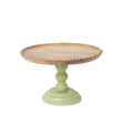 Round Sage Green & Mango Wood Bobble Detail Cake Display Stand