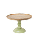 Round Sage Green & Mango Wood Bobble Detail Cake Display Stand