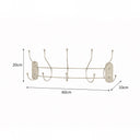 Antique Ivory Curved Coat Hanger Rail with 5 Storage Hooks - 60cm