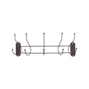 Antique Dark Bronze Curved Coat Hanger Rail with 5 Storage Hooks - 60cm