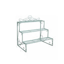 Sage Green Metal Three Tier Plant Theatre Stand