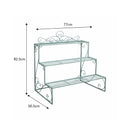 Sage Green Metal Three Tier Plant Theatre Stand