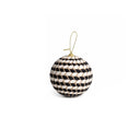 Set of 3 Round Black & White Stripe Rope Christmas Tree Baubles - 8cm