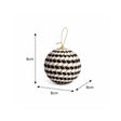 Set of 3 Round Black & White Stripe Rope Christmas Tree Baubles - 8cm