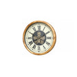 Black, White & Gold Cog Detailed Clock with Natural Wooden Frame - 50cm x 50cm