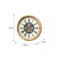 Black, White & Gold Cog Detailed Clock with Natural Wooden Frame - 50cm x 50cm