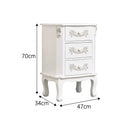 Antique White 7 Drawer Chest of Drawer & Pair of 3 Drawer Bedside Tables - Pays Blanc Range