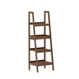 Mid-Century Style 4 Tier Dark Wood Ladder Shelf - 178cm