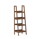 Mid-Century Style 4 Tier Dark Wood Ladder Shelf - 178cm