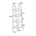 Mid-Century Style 4 Tier Dark Wood Ladder Shelf - 178cm