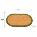 Natural Oval Coir Door Mat with a Green Border