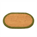 Natural Oval Coir Door Mat with a Green Border