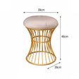 Gold & Grey Metal Detailed Upholstered Dressing Table Stool