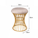 Gold & Grey Metal Detailed Upholstered Dressing Table Stool