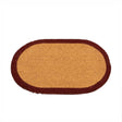 Natural Oval Coir Door Mat with a Wine Red Border