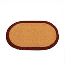 Natural Oval Coir Door Mat with a Wine Red Border