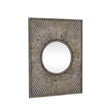Distressed Black Rectangular Wooden Sunburst Wall Mirror - 60cm x 80cm