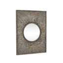 Distressed Black Rectangular Wooden Sunburst Wall Mirror - 60cm x 80cm