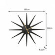 Black Metal Starburst Detail Wall Clock - 60cm x 60cm