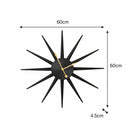 Black Metal Starburst Detail Wall Clock - 60cm x 60cm