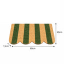 Rectangular Green & Natural Striped Doormat with Scallop Edge