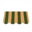 Rectangular Green & Natural Striped Doormat with Scallop Edge