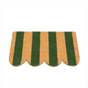 Rectangular Green & Natural Striped Doormat with Scallop Edge