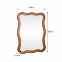 Large Natural Wood Wavy Edge Wall Mounted Mirror - 60cm x 80cm