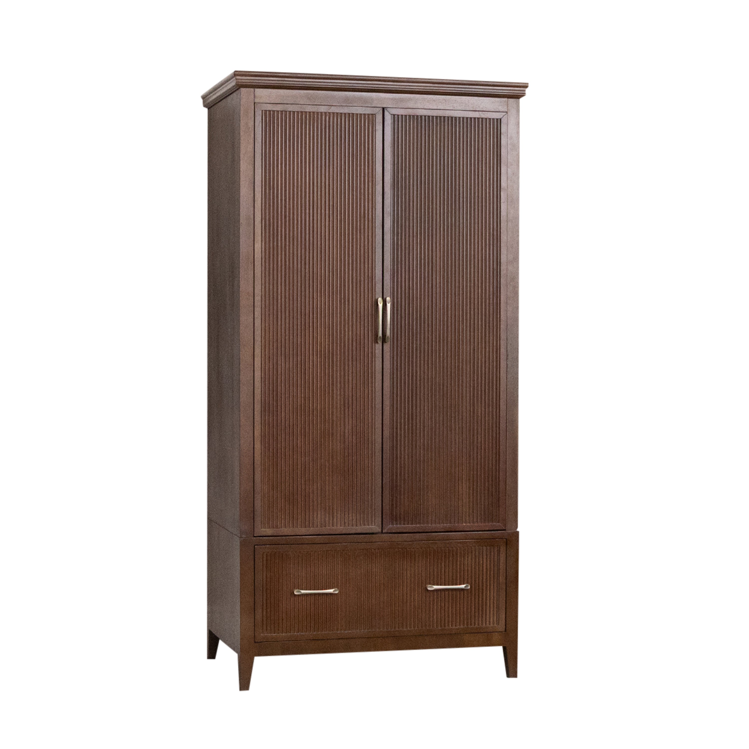 Dark Brown Wooden Reeded Wardrobe - Georgian Range – Melody Maison